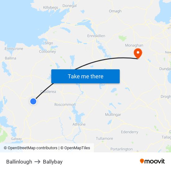 Ballinlough to Ballybay map