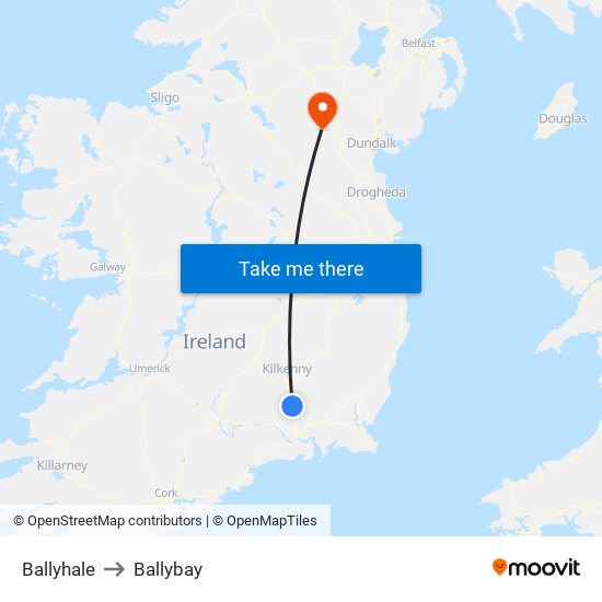 Ballyhale to Ballybay map