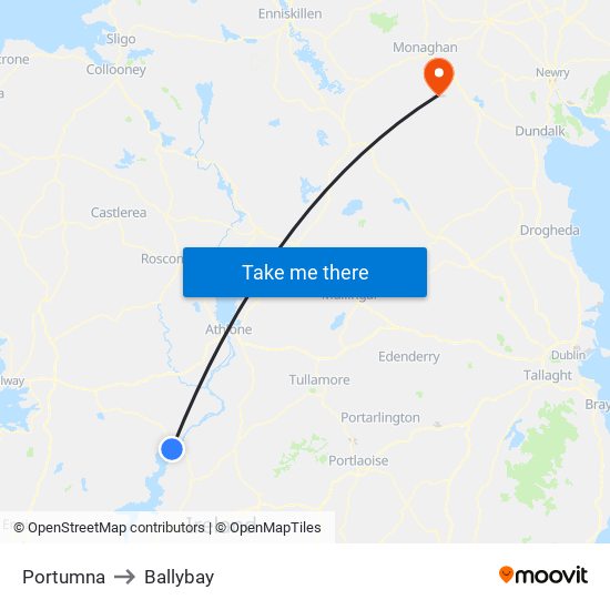 Portumna to Ballybay map