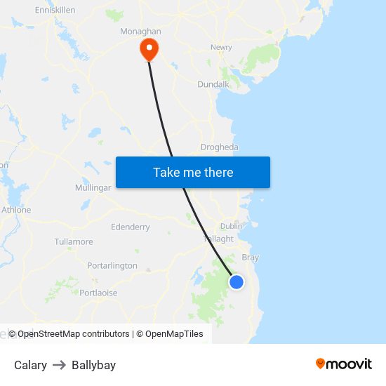 Calary to Ballybay map