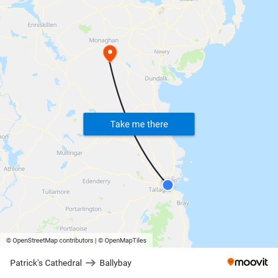 Patrick's Cathedral to Ballybay map