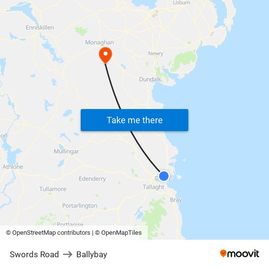 Swords Road to Ballybay map