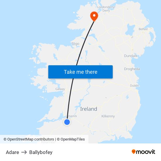 Adare to Ballybofey map
