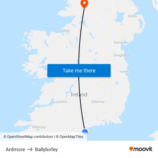 Ardmore to Ballybofey map