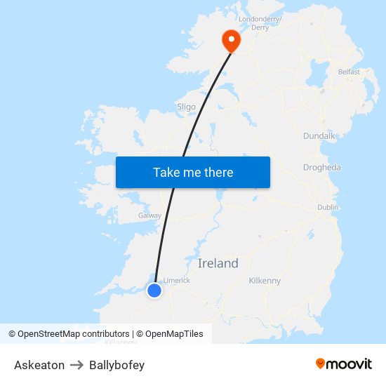 Askeaton to Ballybofey map