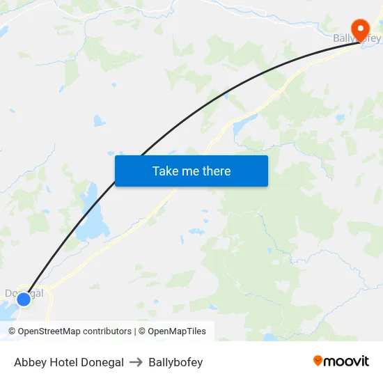 Abbey Hotel Donegal to Ballybofey map