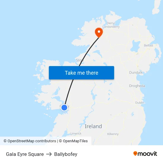 Gala Eyre Square to Ballybofey map