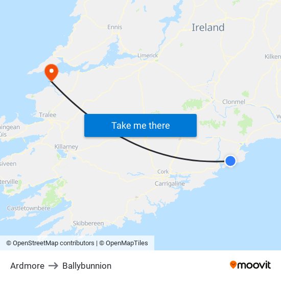 Ardmore to Ballybunnion map