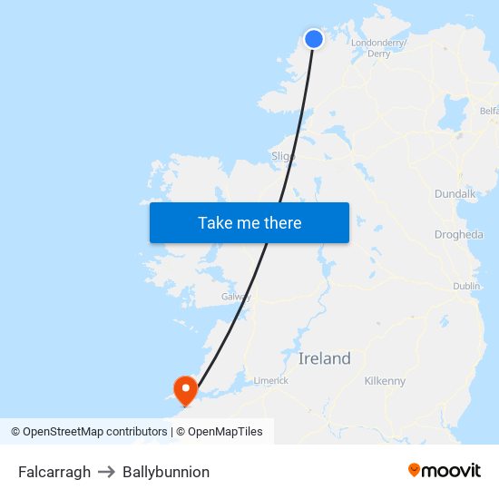 Falcarragh to Ballybunnion map