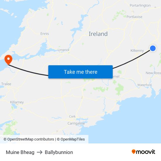 Muine Bheag to Ballybunnion map