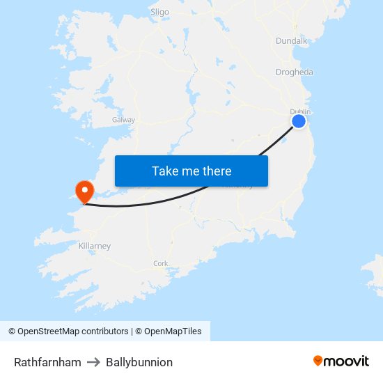 Rathfarnham to Ballybunnion map