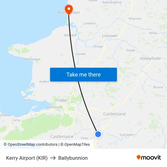 Kerry Airport (KIR) to Ballybunnion map