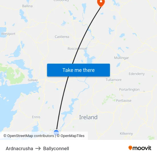 Ardnacrusha to Ballyconnell map