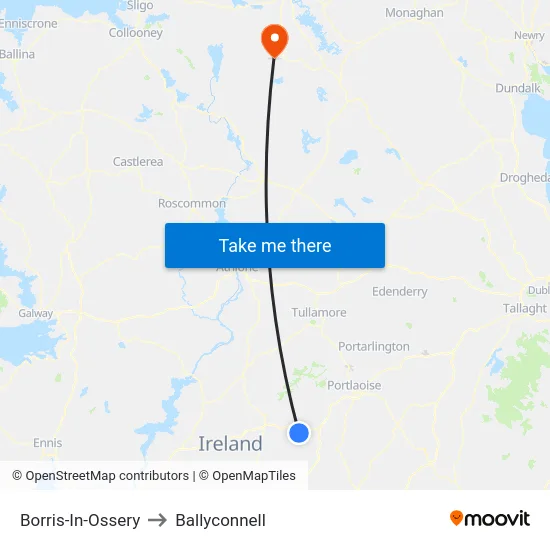 Borris-In-Ossery to Ballyconnell map