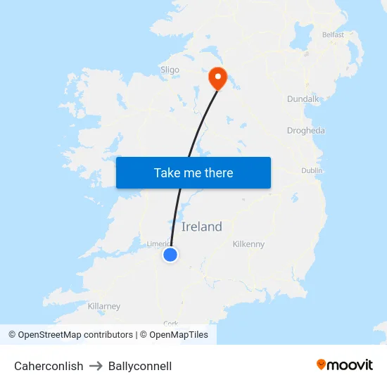 Caherconlish to Ballyconnell map