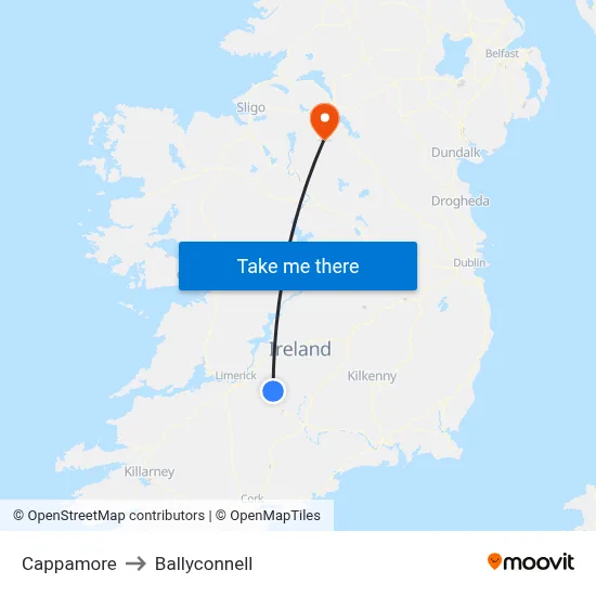 Cappamore to Ballyconnell map