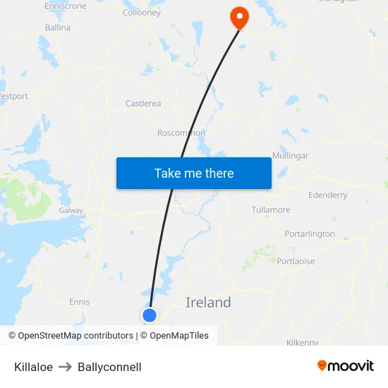 Killaloe to Ballyconnell map