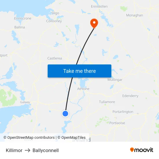 Killimor to Ballyconnell map