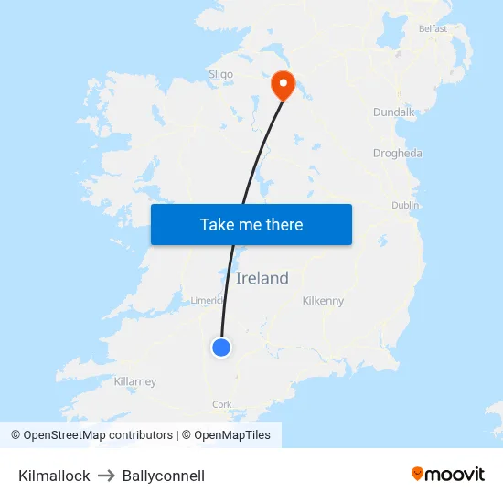 Kilmallock to Ballyconnell map