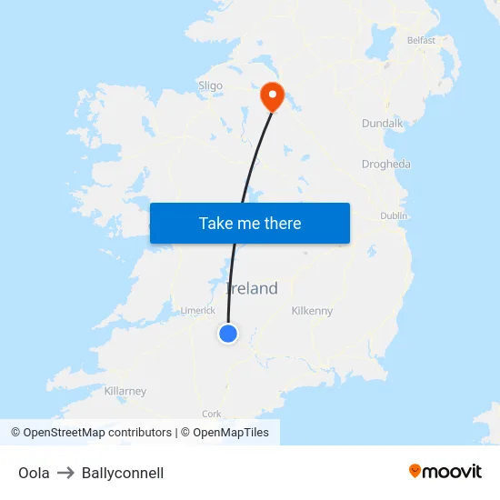 Oola to Ballyconnell map