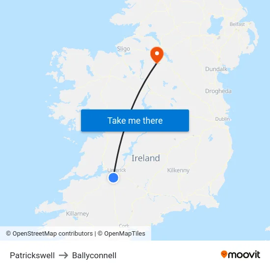 Patrickswell to Ballyconnell map