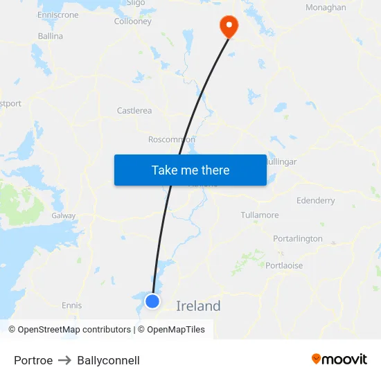 Portroe to Ballyconnell map