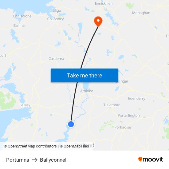 Portumna to Ballyconnell map