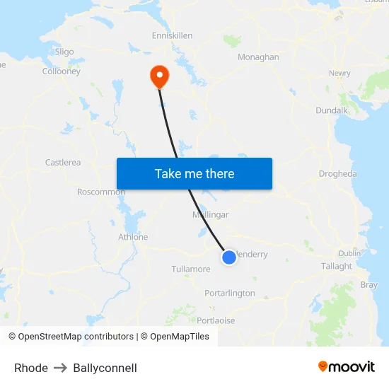 Rhode to Ballyconnell map