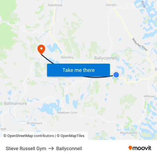 Slieve Russell Gym to Ballyconnell map