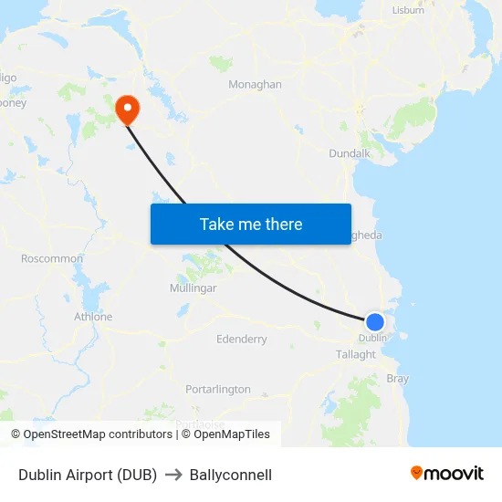 Dublin Airport (DUB) to Ballyconnell map