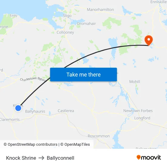 Knock Shrine to Ballyconnell map