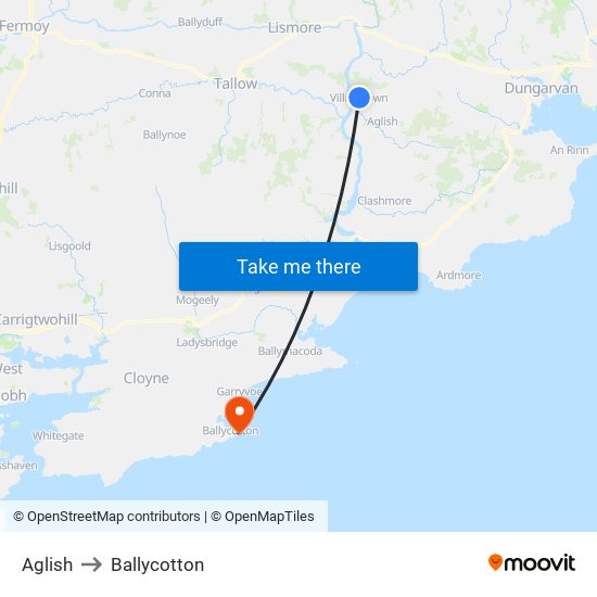 Aglish to Ballycotton map