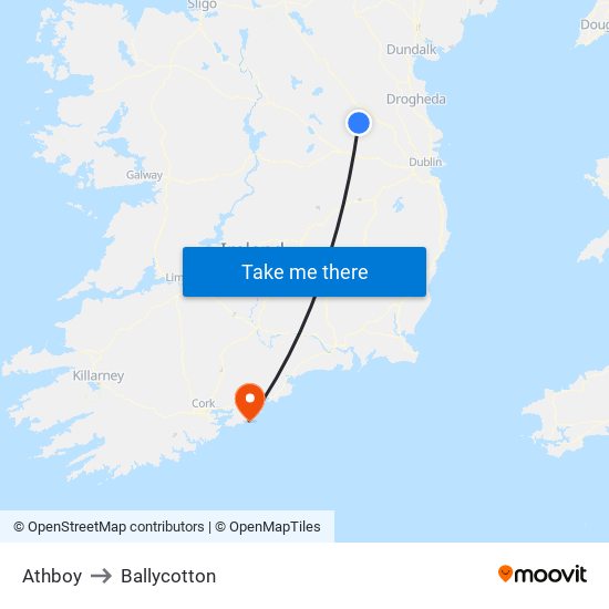 Athboy to Ballycotton map