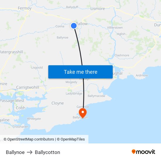 Ballynoe to Ballycotton map