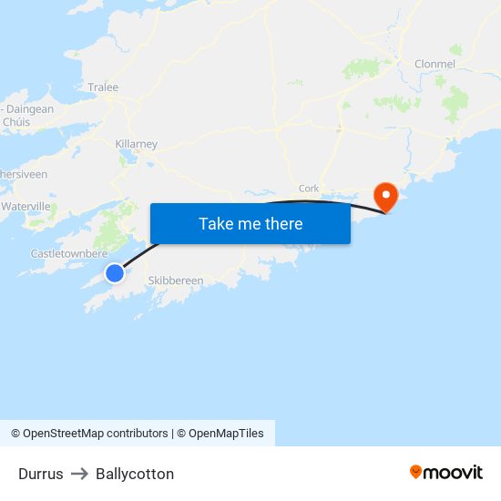 Durrus to Ballycotton map