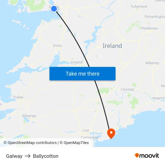Galway to Ballycotton map