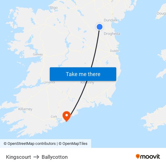 Kingscourt to Ballycotton map