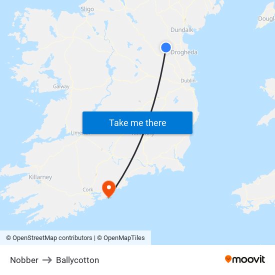 Nobber to Ballycotton map