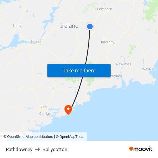 Rathdowney to Ballycotton map