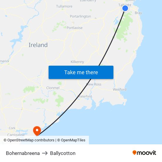 Bohernabreena to Ballycotton map