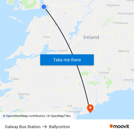 Galway Bus Station to Ballycotton map