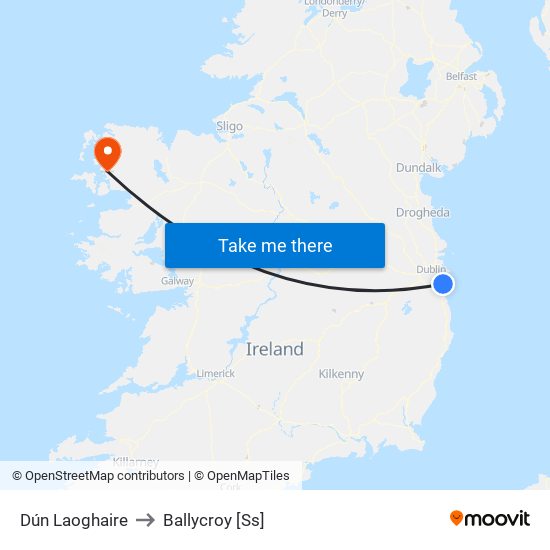 Dún Laoghaire to Ballycroy [Ss] map