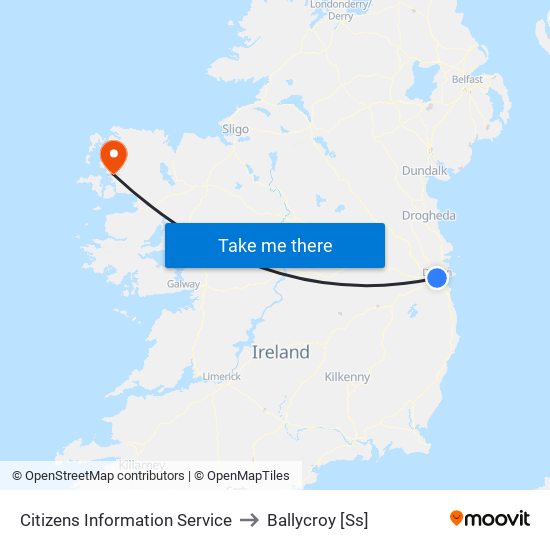Citizens Information Service to Ballycroy [Ss] map
