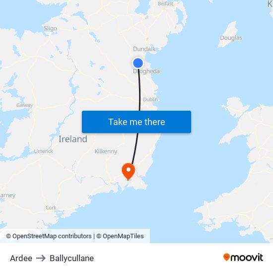 Ardee to Ballycullane map