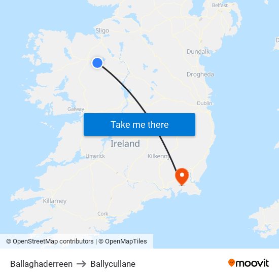 Ballaghaderreen to Ballycullane map