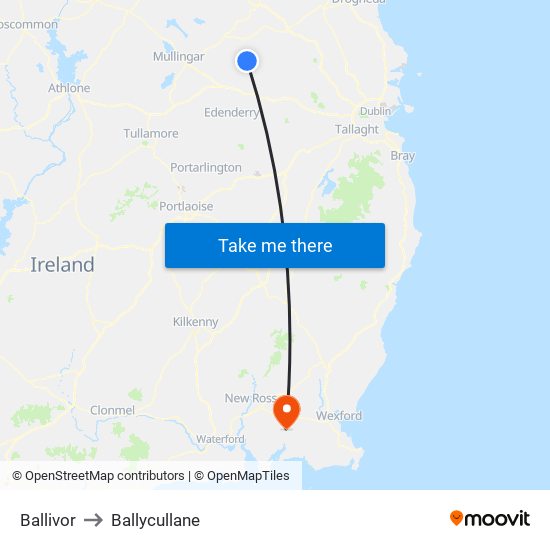 Ballivor to Ballycullane map