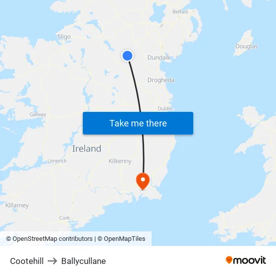 Cootehill to Ballycullane map