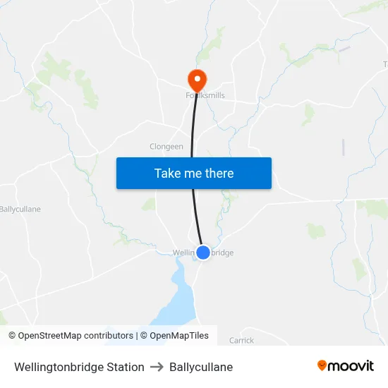 Wellingtonbridge Station to Ballycullane map