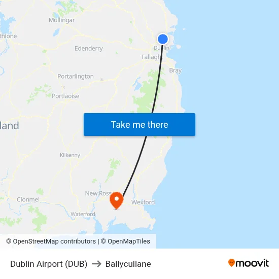 Dublin Airport (DUB) to Ballycullane map