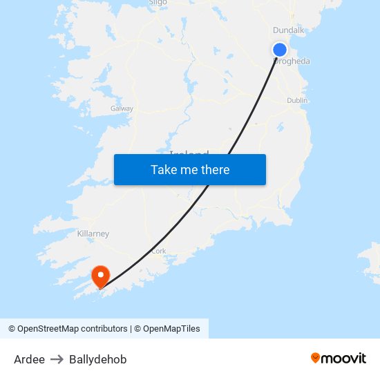 Ardee to Ballydehob map